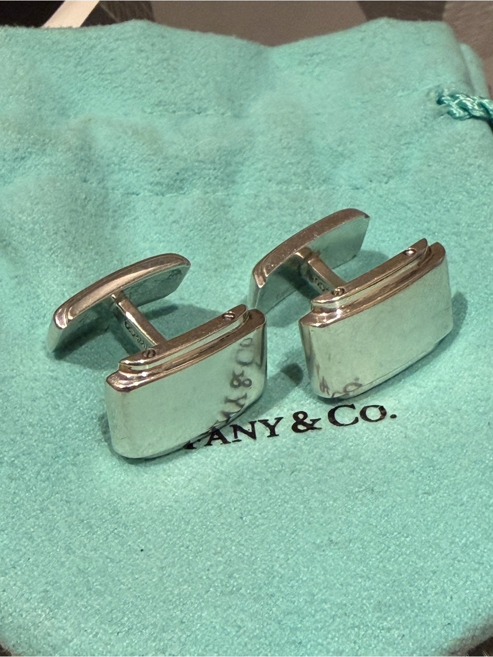 Tiffany & Co. Silver Metropolis Cuff Links w Tiffany Pouch - Graduation, Fathers